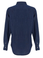 Finamore Napoli Shirt — Men's Blue Cotton Shirt