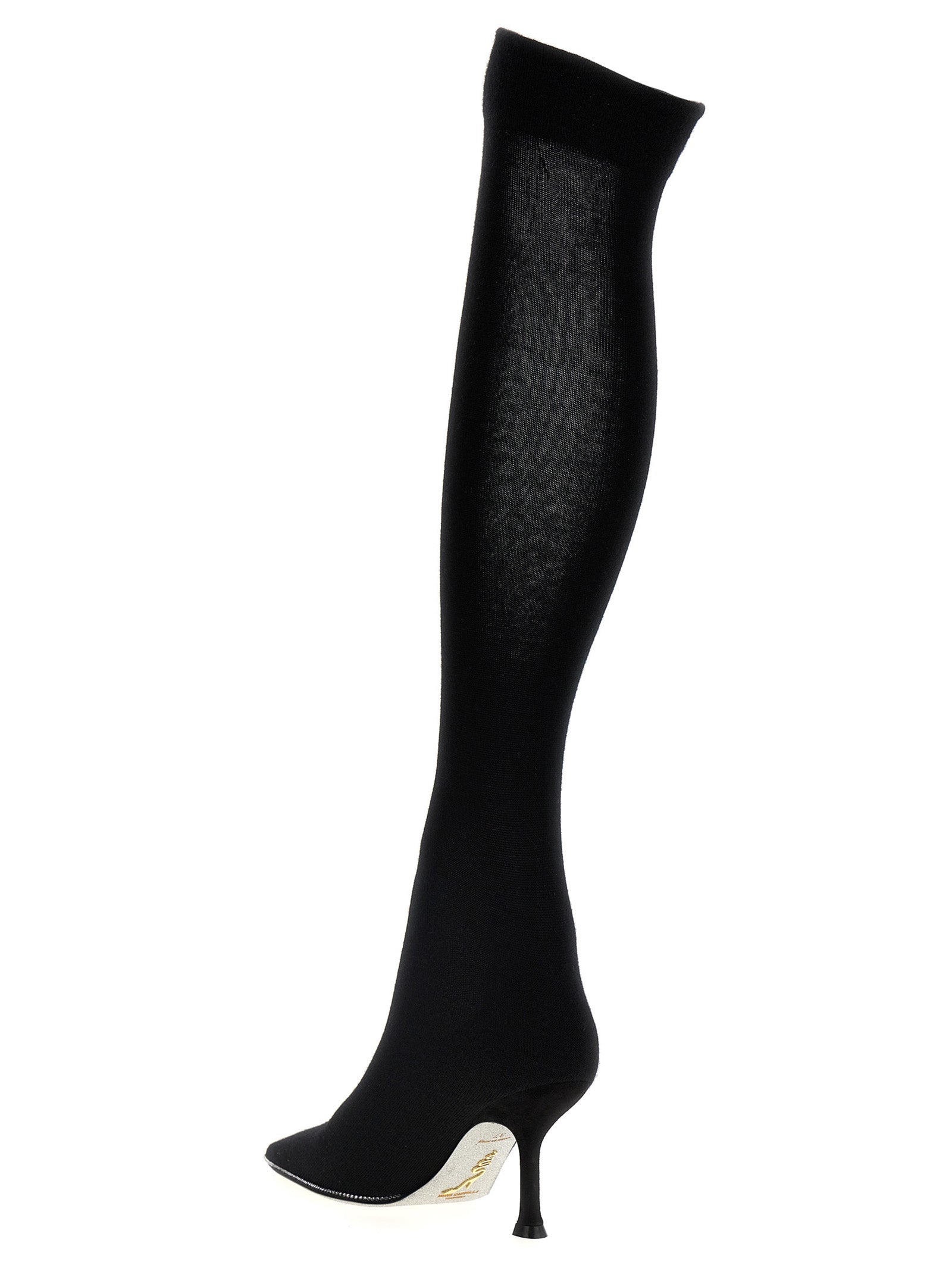 René Caovilla Knitted Boots — Black Sock Heels 8cm