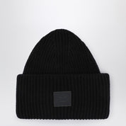 Gorro negro con logo de cara grande de Acne Studios - Yak
