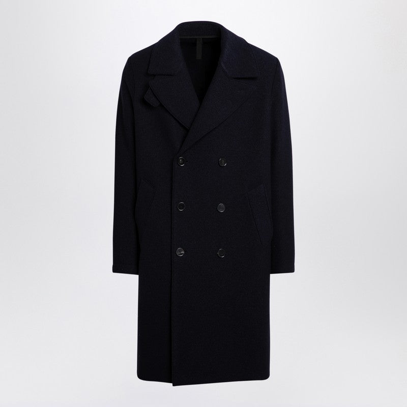 Harris Wharf London navy blue double-breasted wool coat