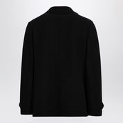 Harris Wharf London Black peacoat in boiled wool