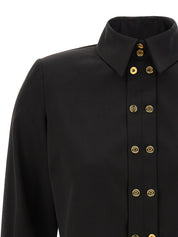Elisabetta Franchi Cropped Shirt — Black Cotton Satin