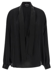 Tom Ford Lavallière Neck Blouse - Silk Shirt (Black)