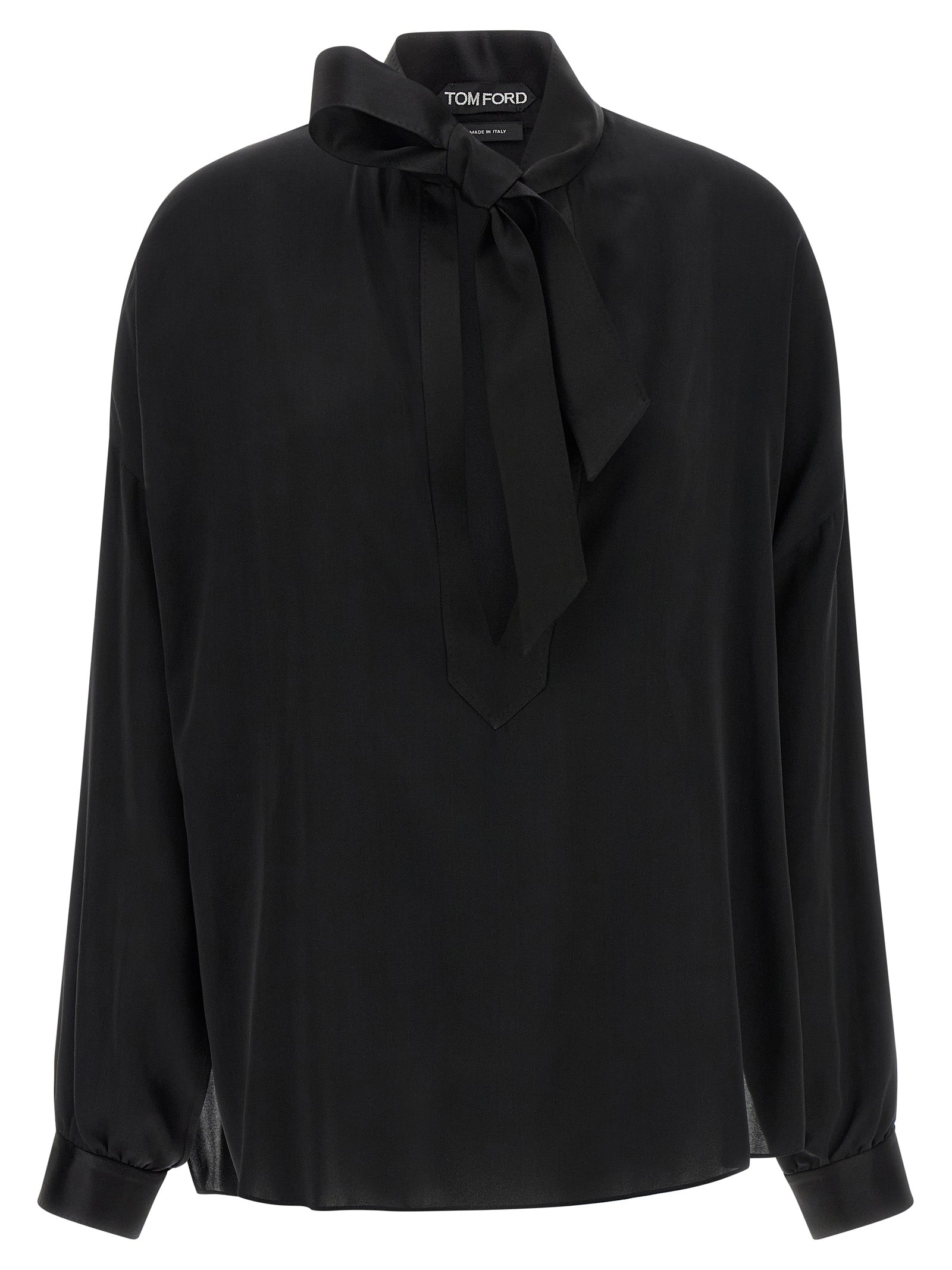 Tom Ford Lavallière Neck Blouse - Silk Shirt (Black)