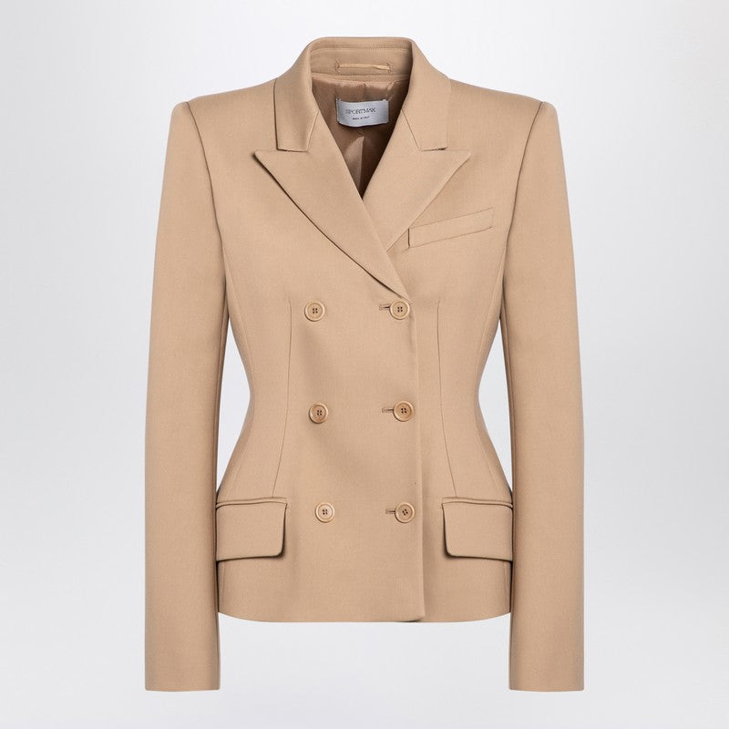 Sportmax Camel-coloured double-breasted jacket