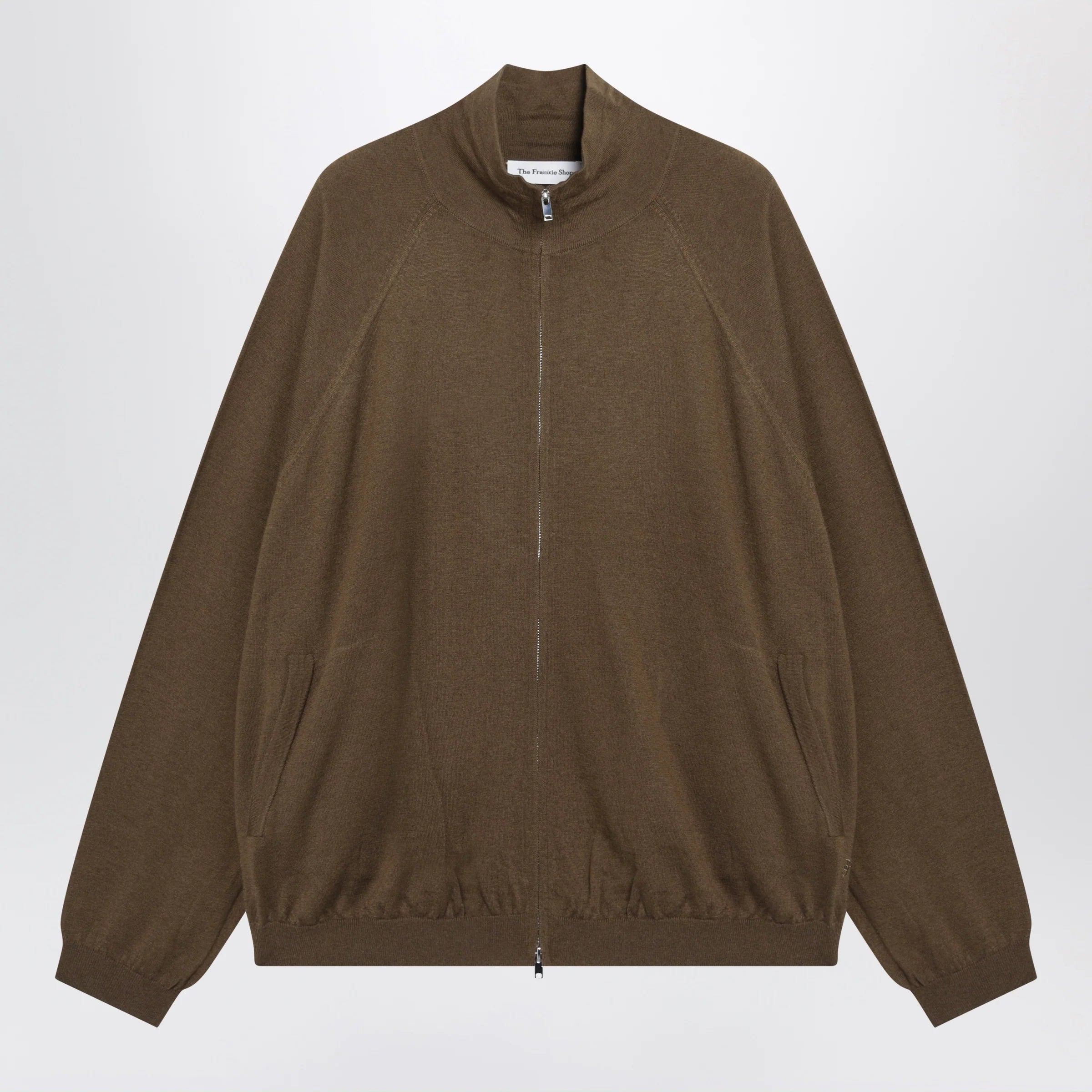 The Frankie Shop Baxe Knit Sports Jacket — Brown Topwear
