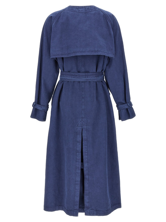Max Mara Calao Trench Coat — Blue Cotton Coat