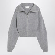 Cardigan zippé Sportmax gris en laine et cachemire
