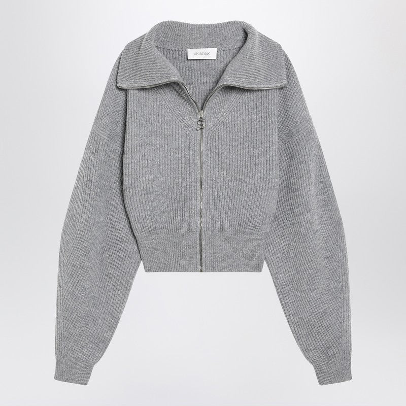 Cardigan zippé Sportmax gris en laine et cachemire
