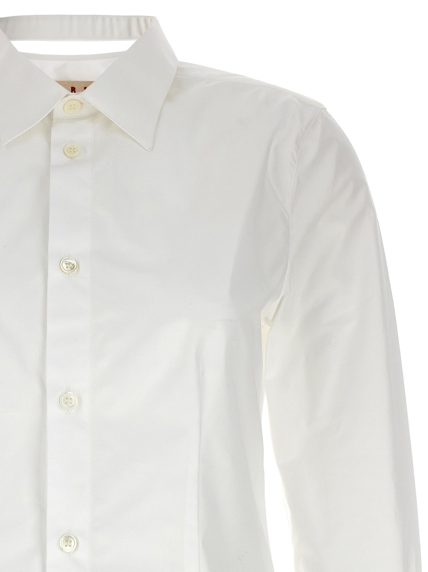 Marni Cut-out Collar Shirt — White Cotton Shirt