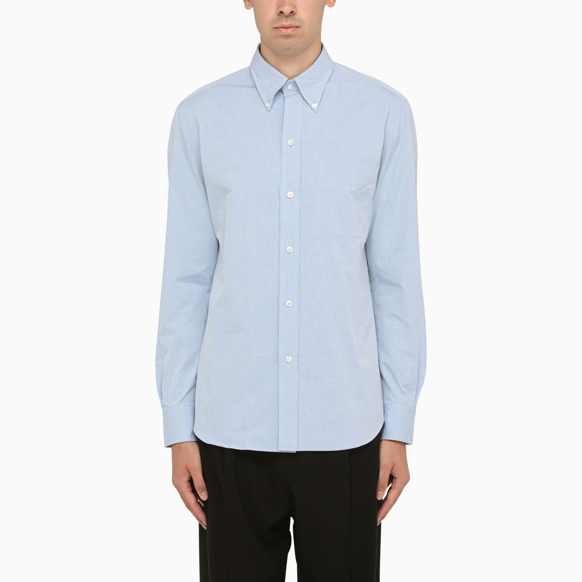 Salvatore Piccolo blue cotton poplin button-down shirt