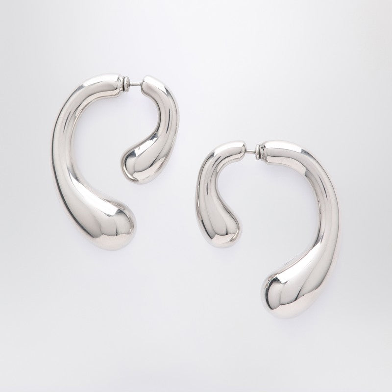 Panconesi P silver earrings in rhodium-plated copper
