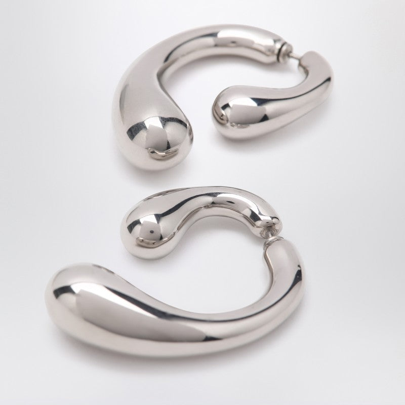 Panconesi P silver earrings in rhodium-plated copper