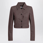 Max Mara Cropped brown denim-effect jacket