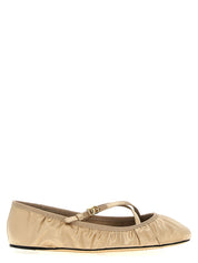 Dolce & Gabbana Vally Ballet Flats – Beige Satin