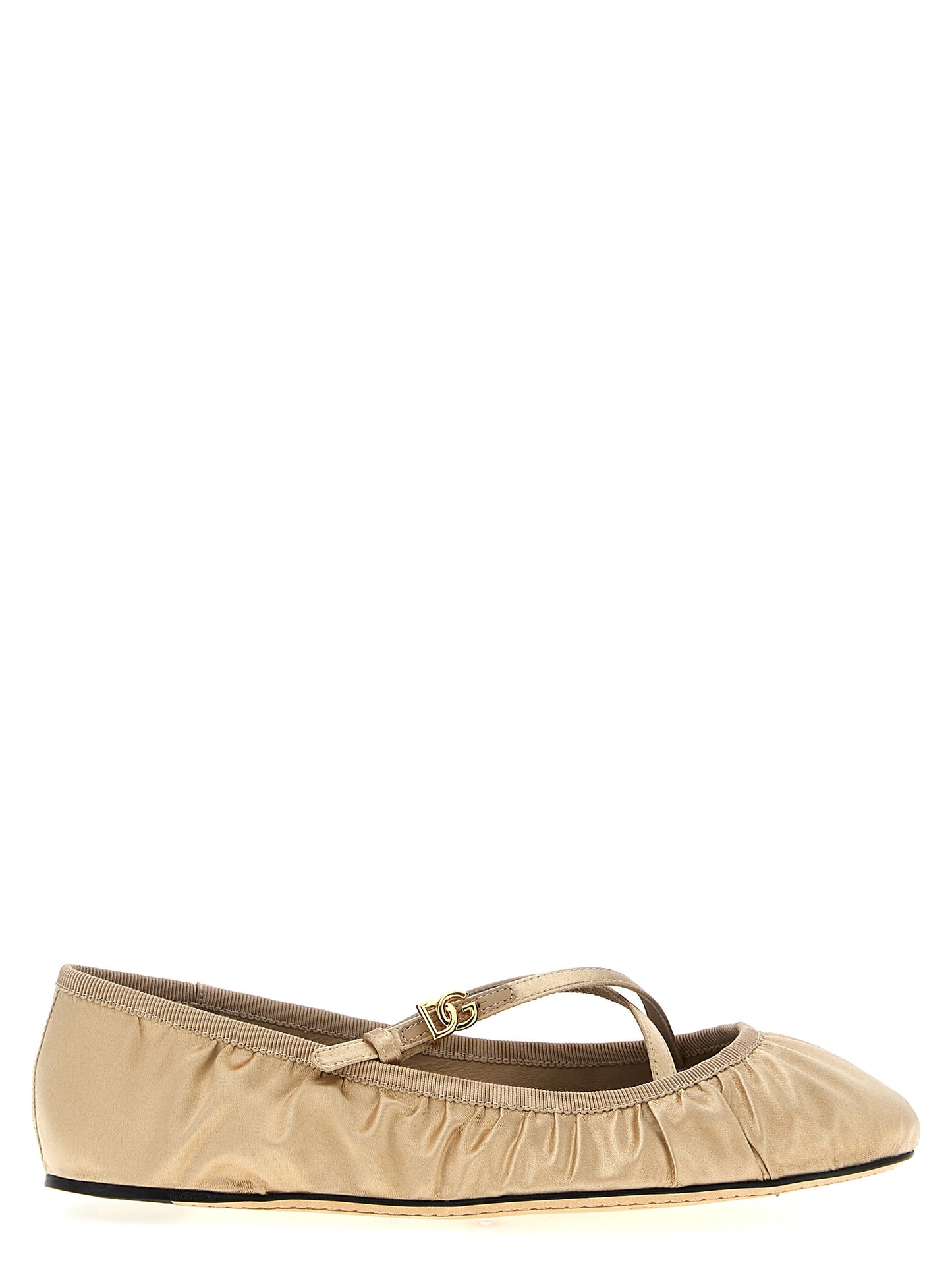 Dolce & Gabbana Vally Ballet Flats – Beige Satin