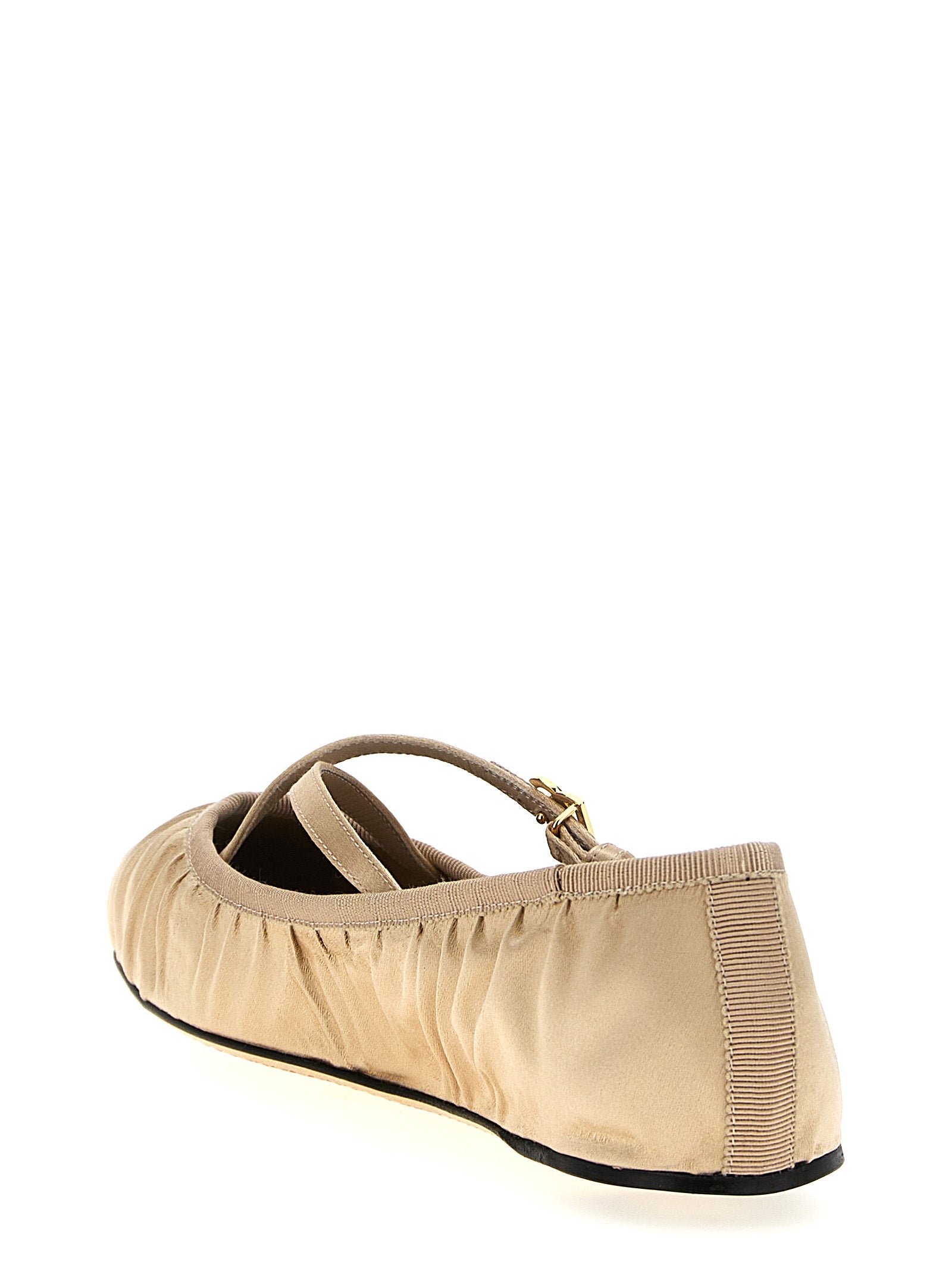 Dolce & Gabbana Vally Ballet Flats – Beige Satin