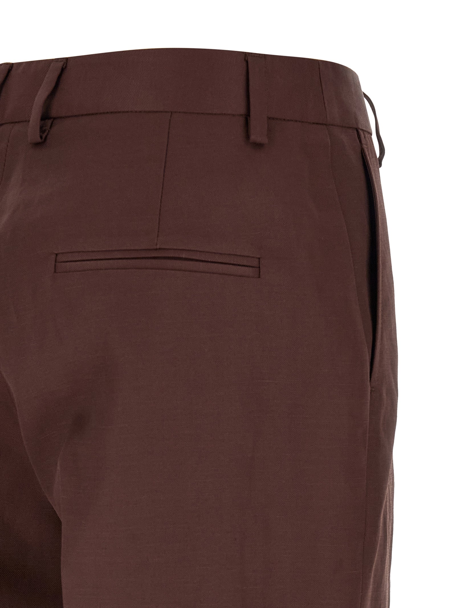 Alberto Biani Charlie Trousers — Wide Brown Viscose-Linen