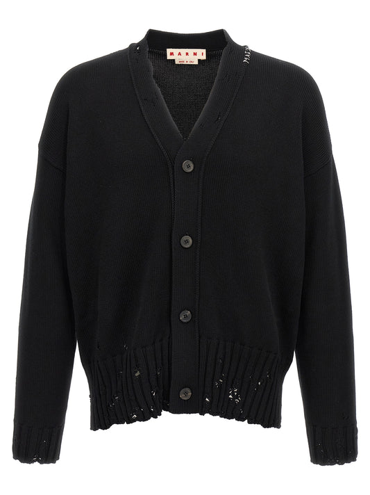 Marni Knitwear — Logo Embroidery Cardigan (Boxy Fit)