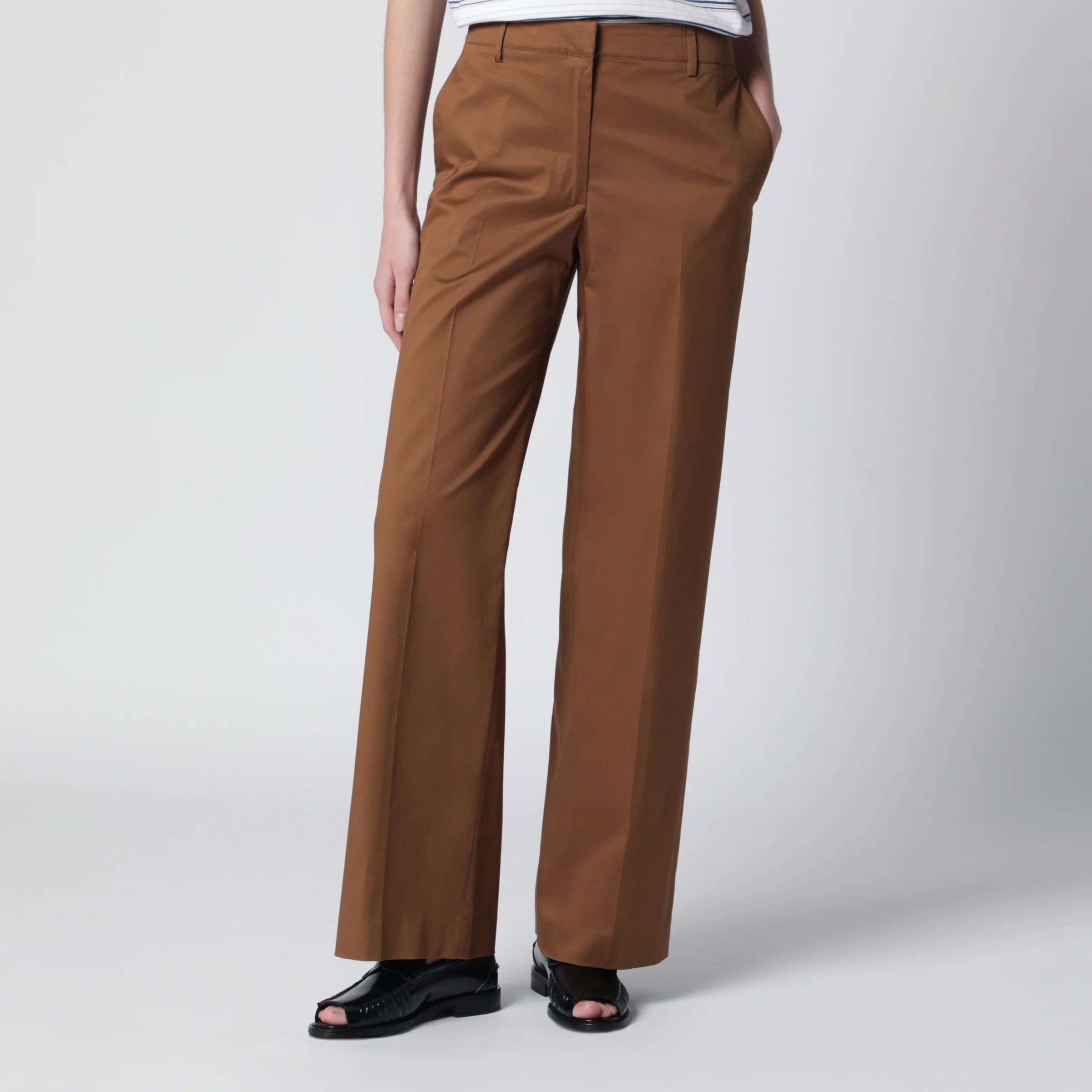 PT Torino Francoise beige cotton-blend trousers
