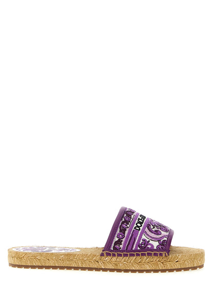 Dolce & Gabbana Sandals — Embroidery Espadrilles (Purple)