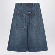 Chloé Knee-length skirt in washed blue denim