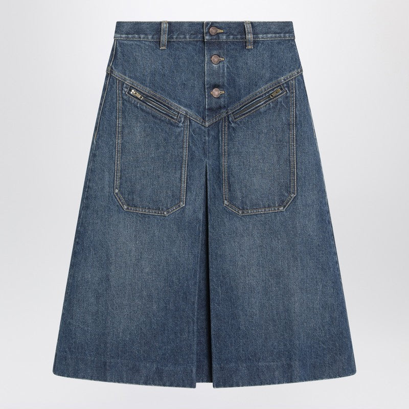 Chloé Knee-length skirt in washed blue denim