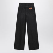 Chloé Loose black washed jeans with leather detail