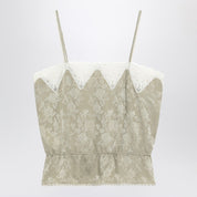 Chloé Top en jacquard de soie vert clair avec roses