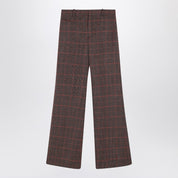 Chloé Brown flared checkered wool trousers