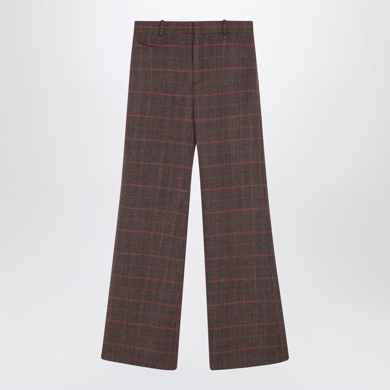 Chloé Brown flared checkered wool trousers