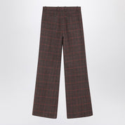 Chloé Brown flared checkered wool trousers