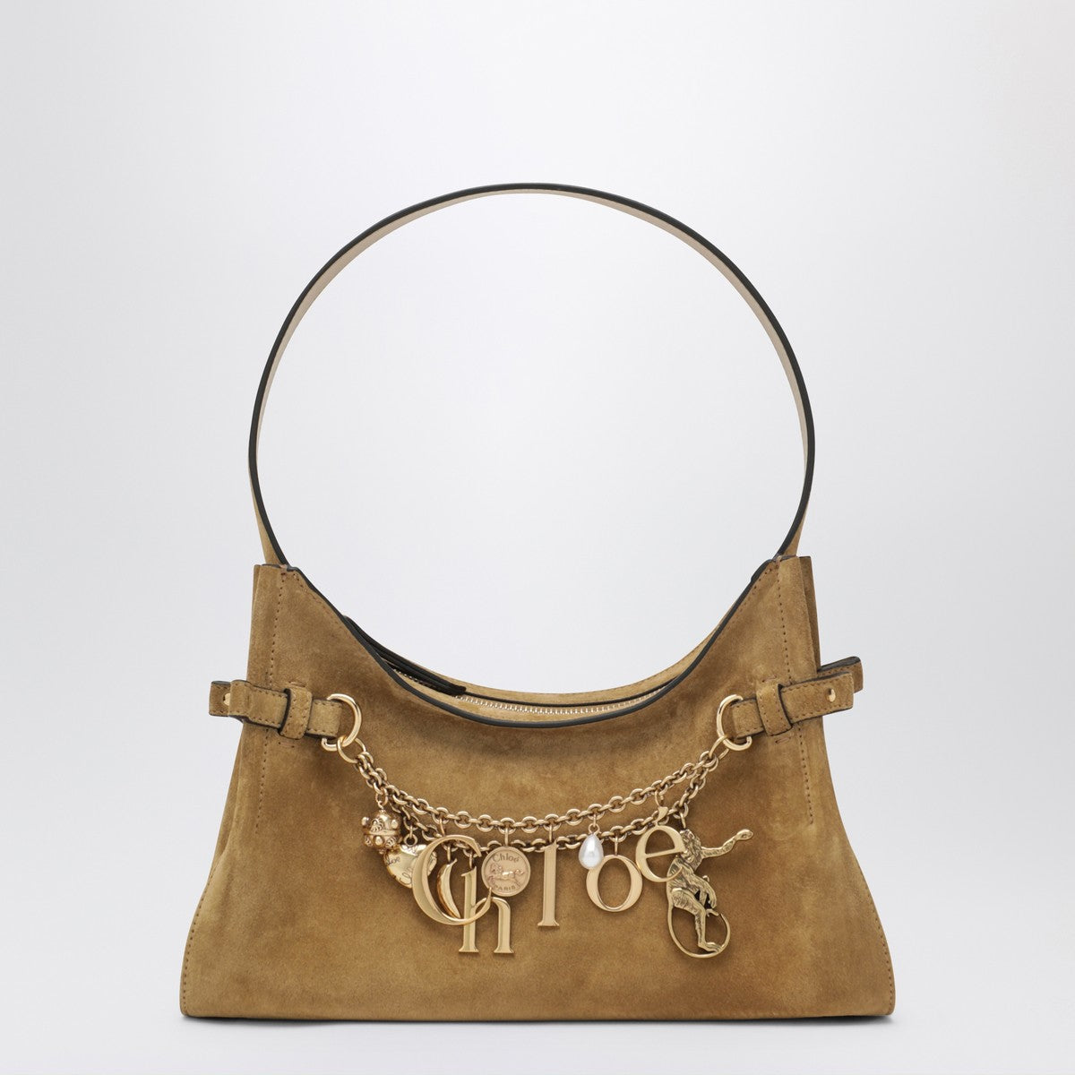 Chloé Charms Hobo bag in khaki suede leather