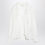 Chloé white cotton poplin shirt with embroidered bow tie