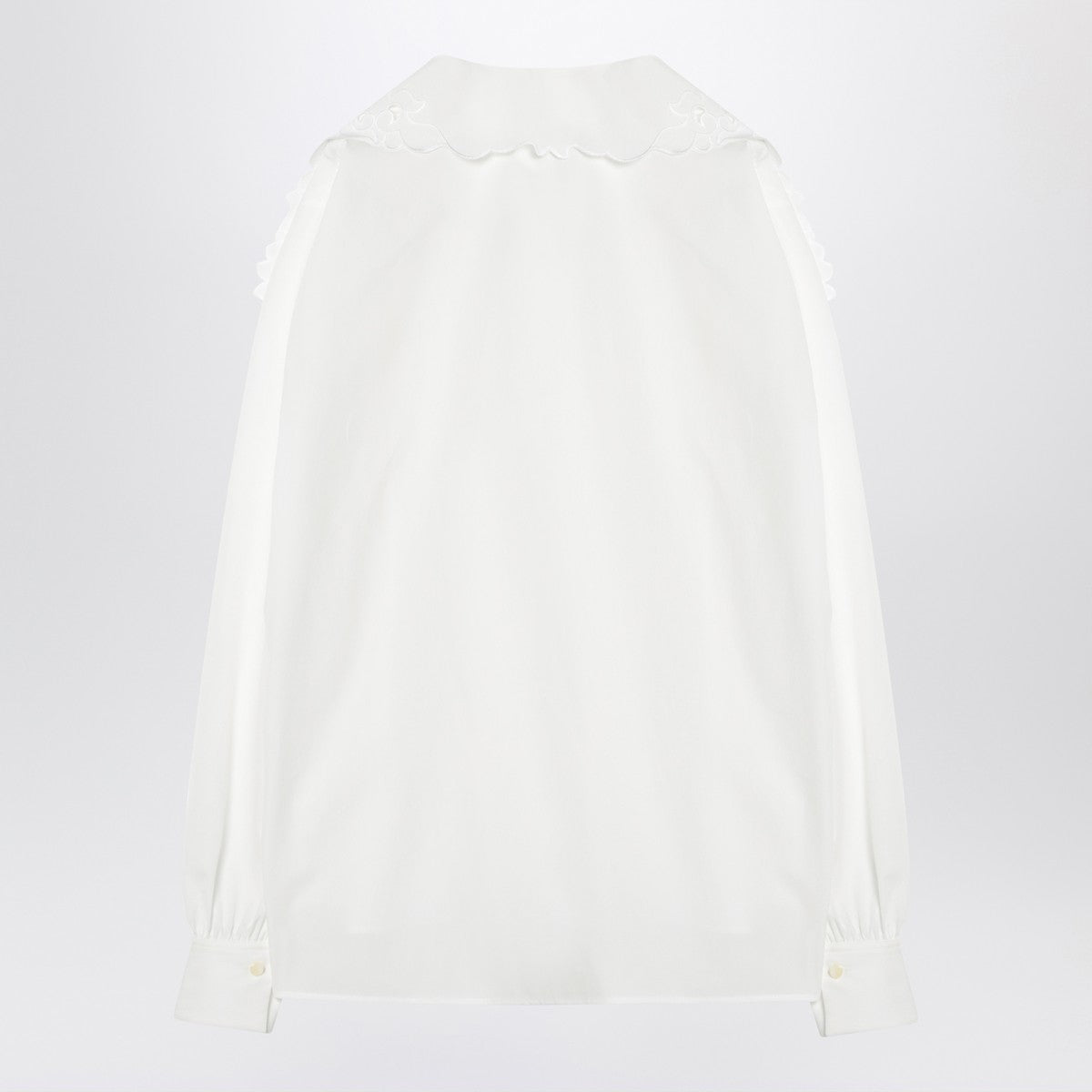 Chloé white cotton poplin shirt with embroidered bow tie