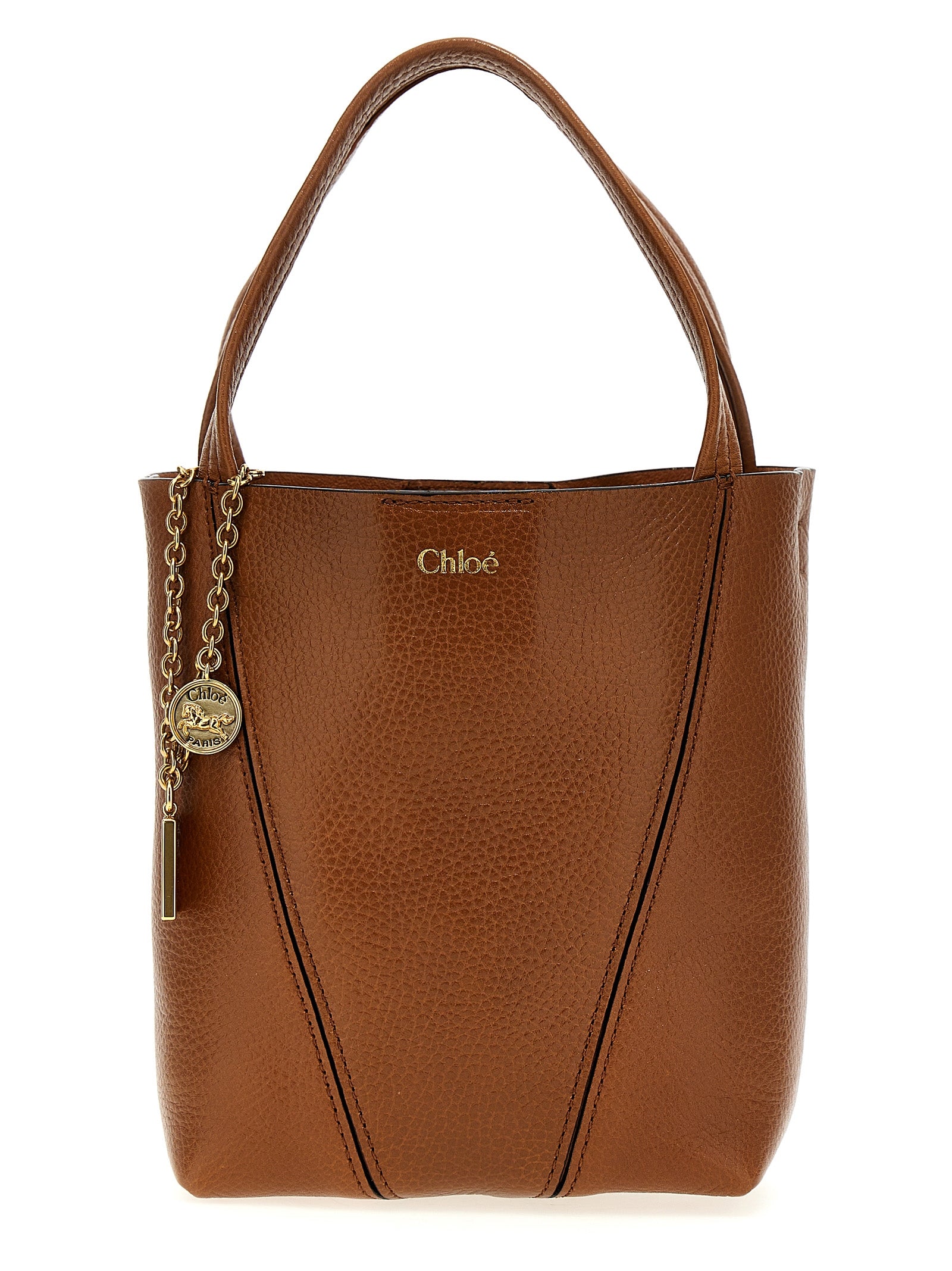 Chloé Spin Handbag — Brown Grainy Leather (W15×H18.5cm)
