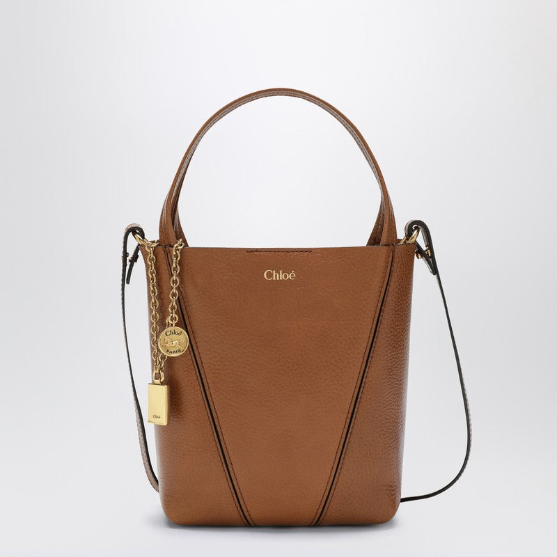 Chloé Small Spin brown leather tote bag