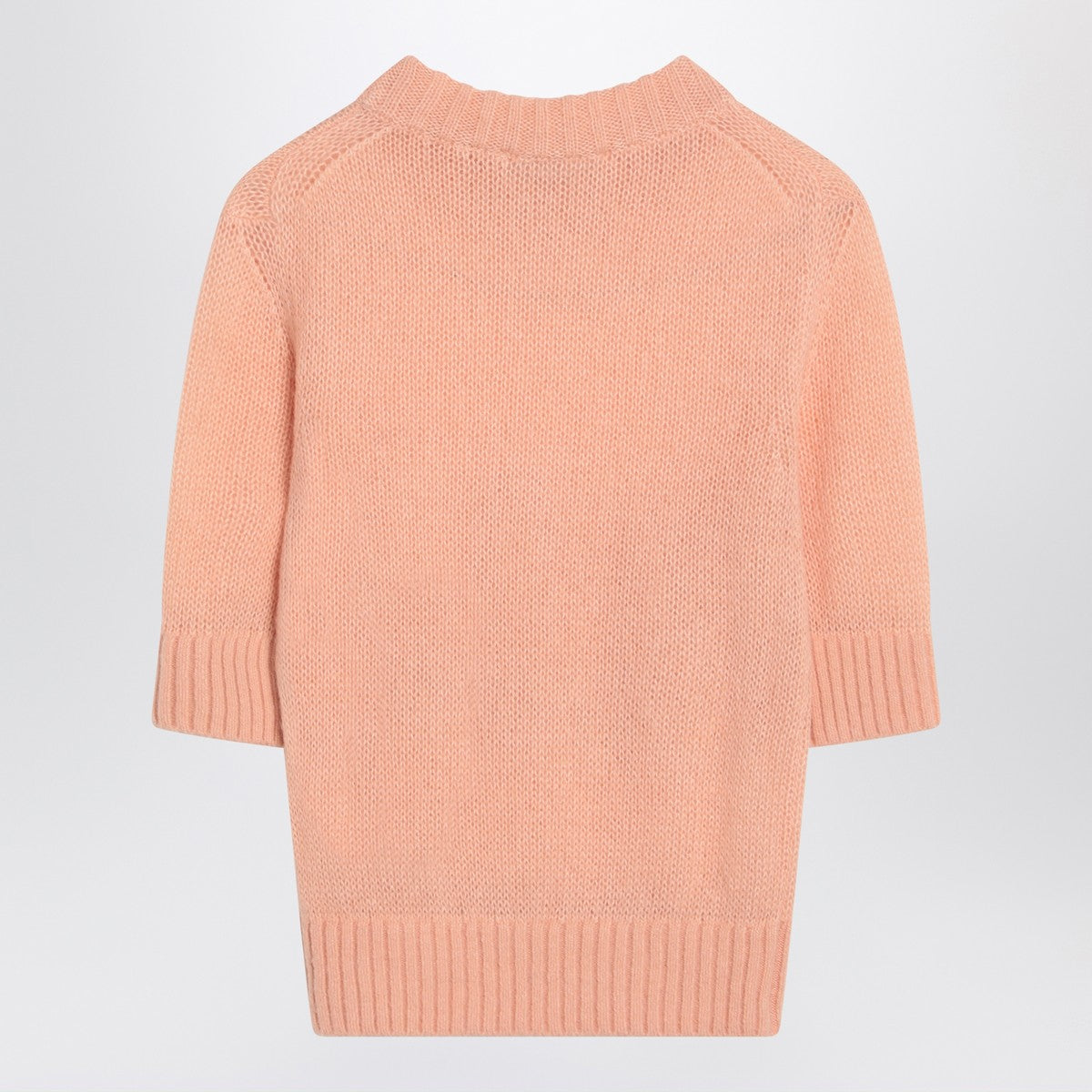 Chloé Peach-colored top with logo embroidery in alpaca silk
