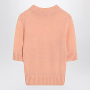 Chloé Peach-colored top with logo embroidery in alpaca silk