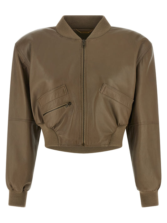 Chloé Cropped Bomber Jacket — Women's Leather Jacket