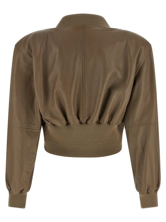 Chloé Cropped Bomber Jacket — Women's Leather Jacket