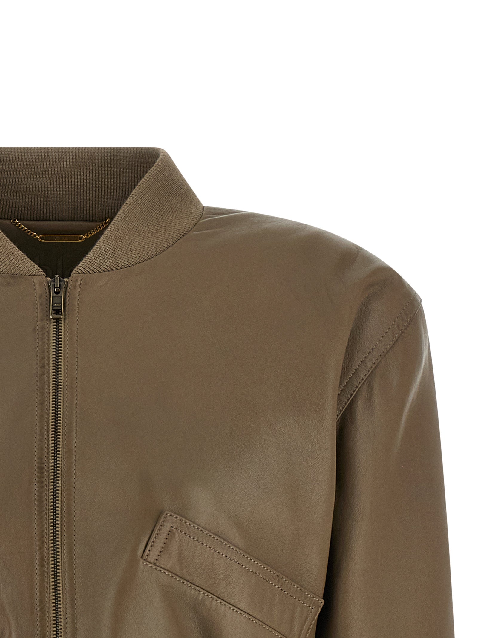 Chloé Cropped Bomber Jacket — Women's Leather Jacket