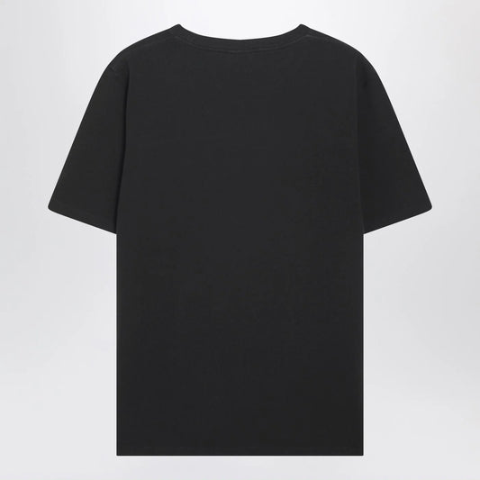 Chloé Black oversized T-shirt with logo and flamingo print