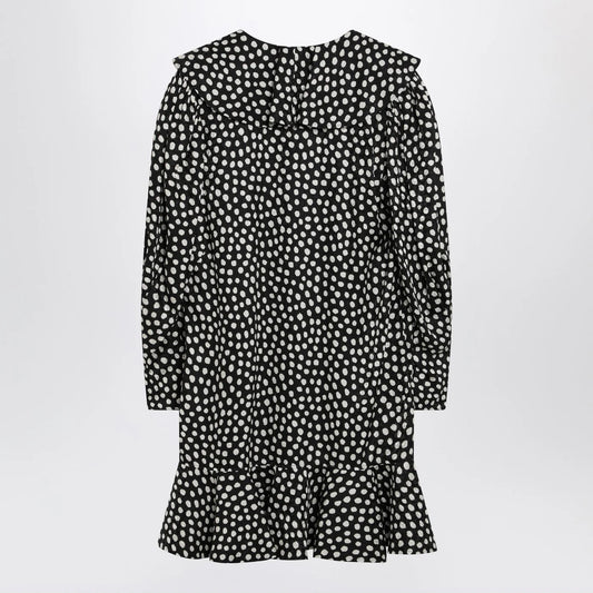 Chloé Black silk jacquard mini dress with polka dot print
