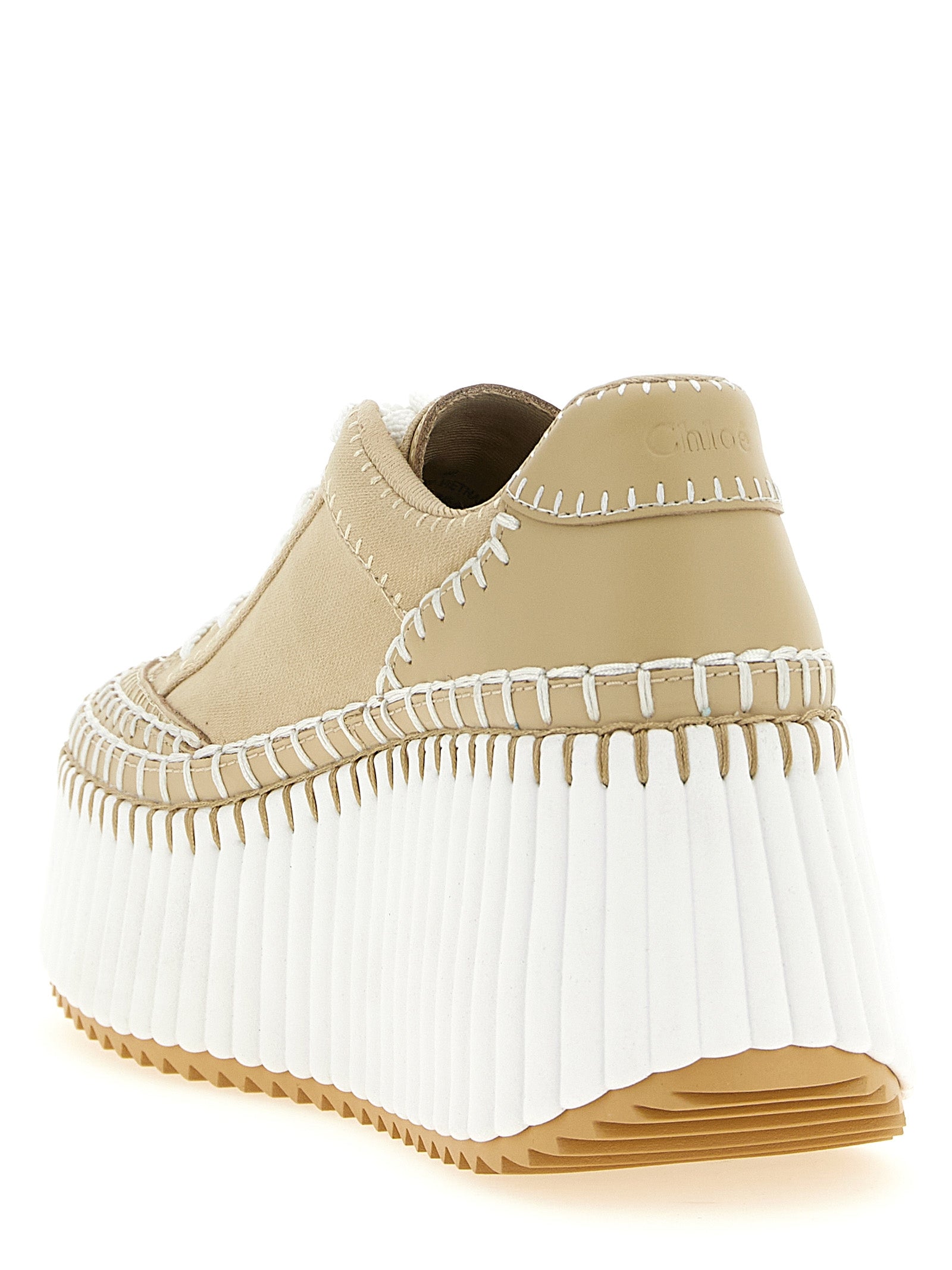 Chloé Nama Sandals — Beige Leather Platform 8cm