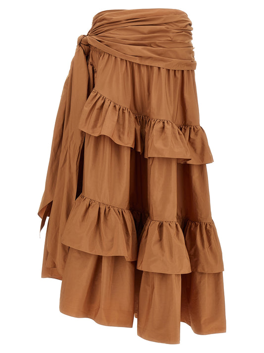 Chloé Flounces Volant Skirt — Pink Cotton Poplin, €590