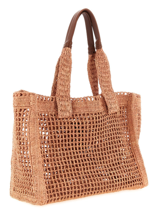 Chloé East‑West Summer Banana Shopper — Pink Raffia