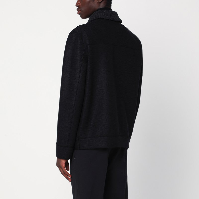 Harris Wharf London Black Wool Zip-Up Jacket