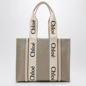 Chloé Medium Woody tote bag in beige canvas