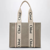 Chloé Medium Woody tote bag in beige canvas